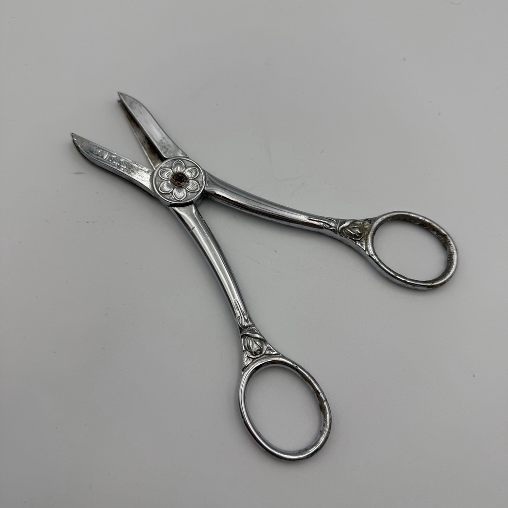 Vintage Wiss Usa no. FH4 Flower Shears Chrome Plated Fancy‎ Handles - Picture 4 of 6